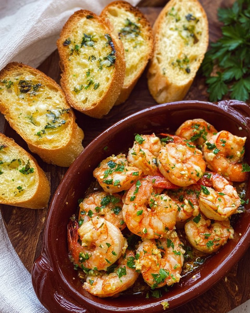 Spanish Garlic Shrimp + Garlic Toast