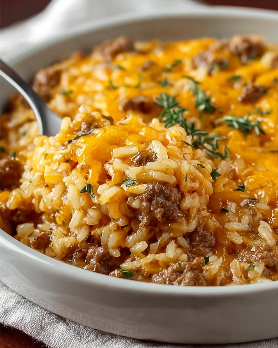 Cheesy Hamburger Rice Casserole