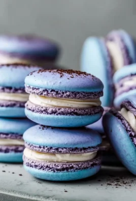 A plate of colorful homemade French macarons in various flavors