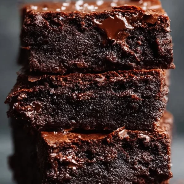 Decadent fudgy brown butter brownies on a white plate