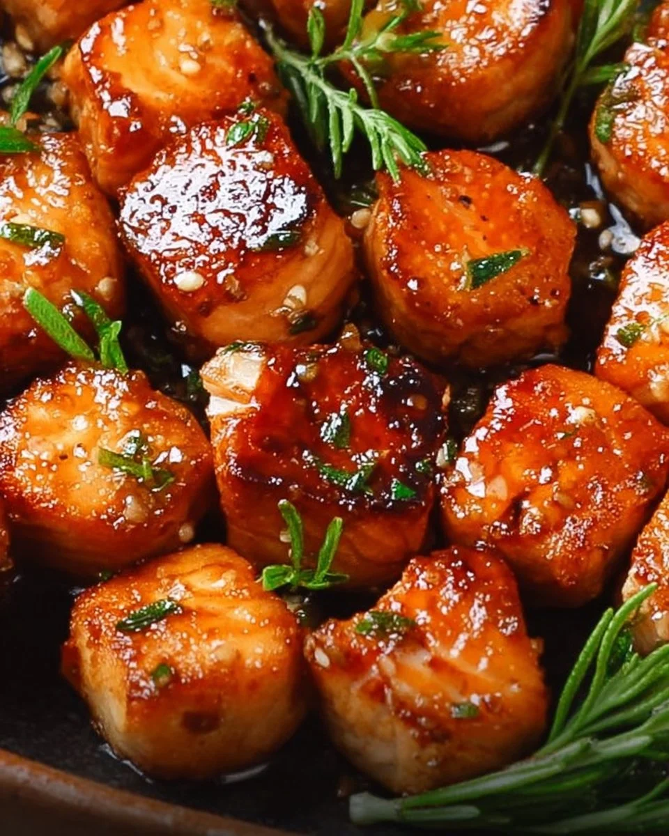 Air Fryer Honey Garlic Salmon Bites