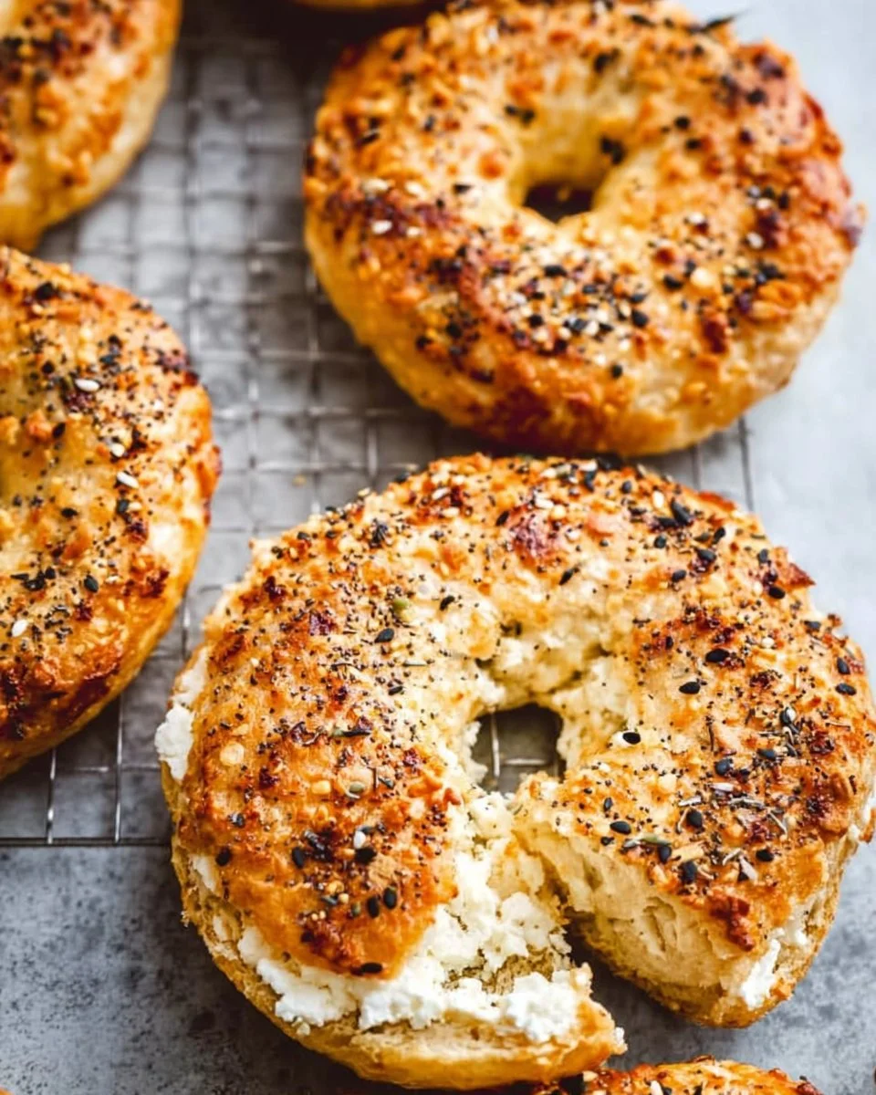 Baked Protein Bagels with Cottage Cheese