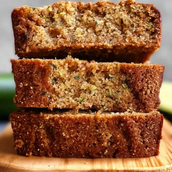 Deliciously baked zucchini bread with walnuts on a wooden table