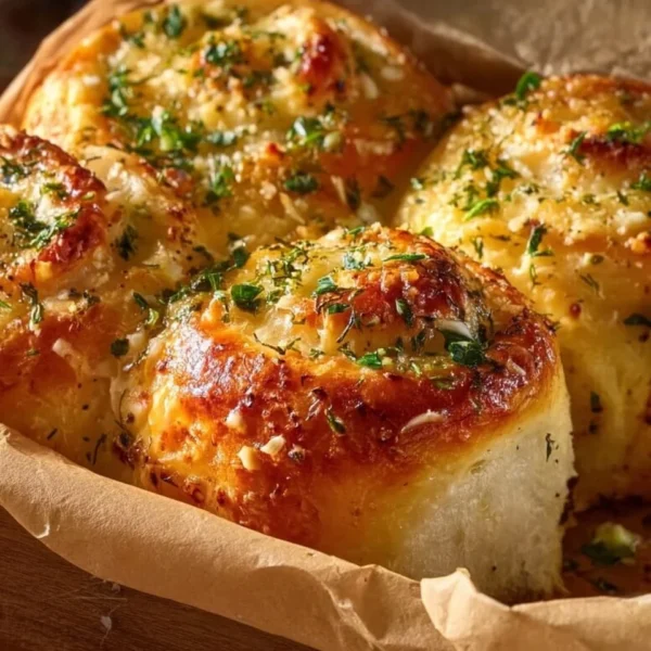 Buttery cheese garlic rolls fresh out of the oven, golden and delicious.