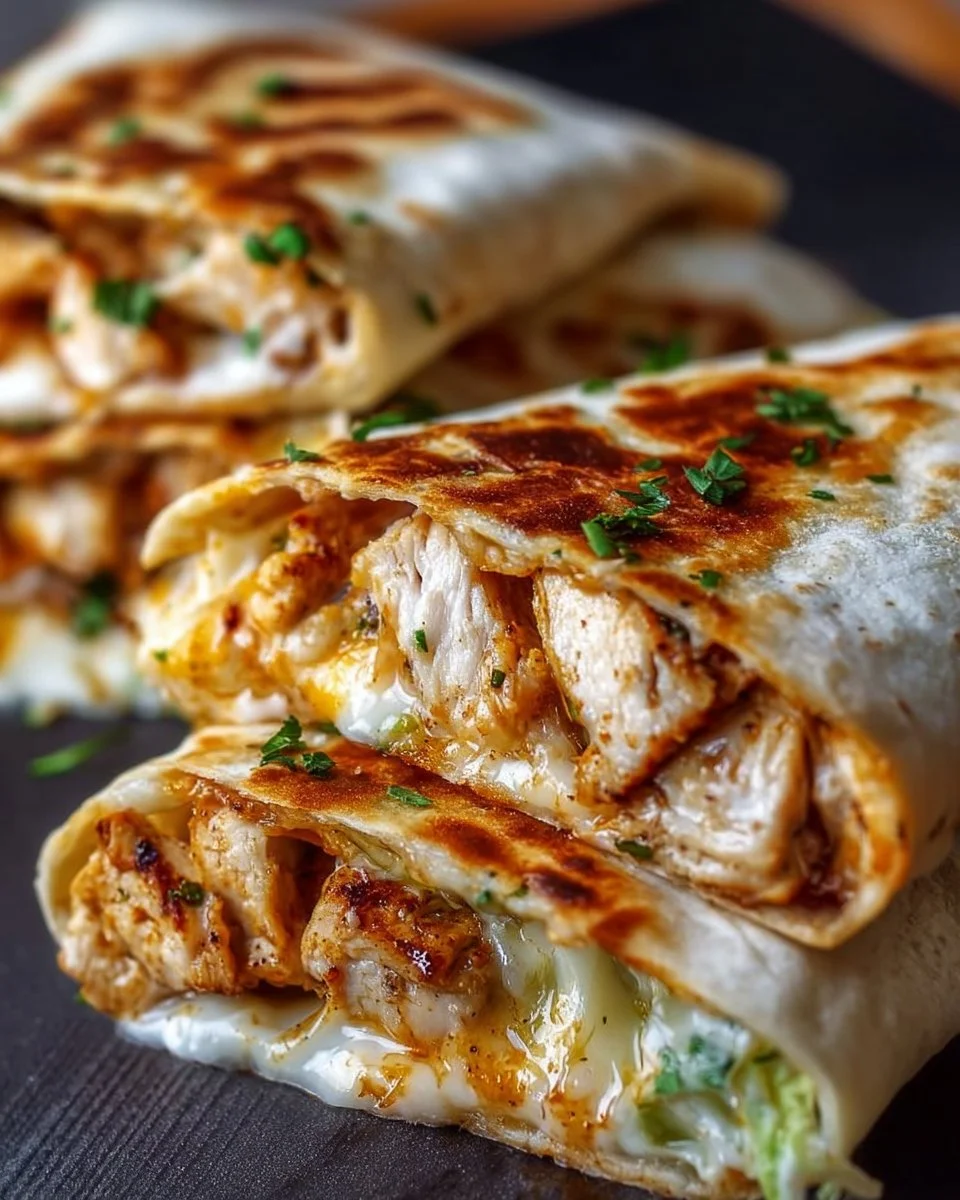 Cheesy Garlic Chicken Wraps