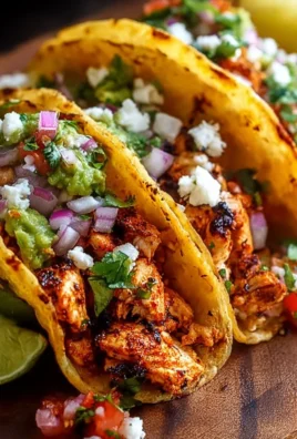 Delicious chicken street tacos topped with fresh ingredients and served on colorful plates