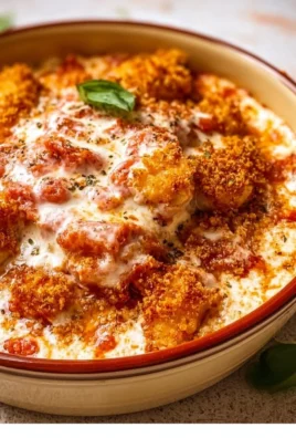 Cottage Cheese Chicken Parmesan Bowl with fresh herbs and cheese