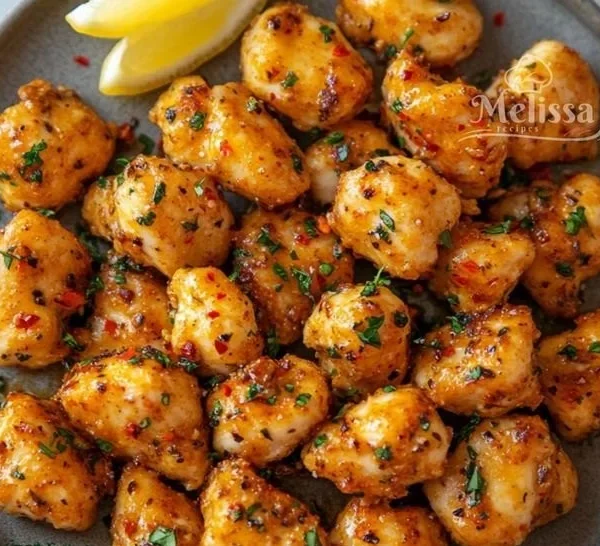 Delicious Cowboy Butter Chicken Bites served on a platter.