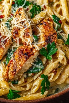 Creamy garlic parmesan chicken pasta served in a bowl
