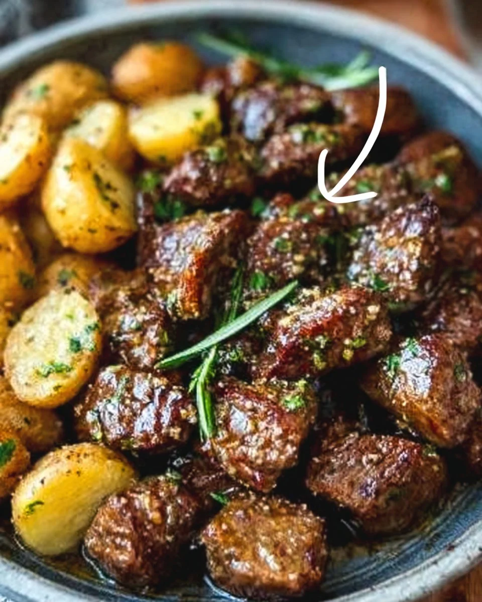 Garlic Butter Beef Bites with Potatoes