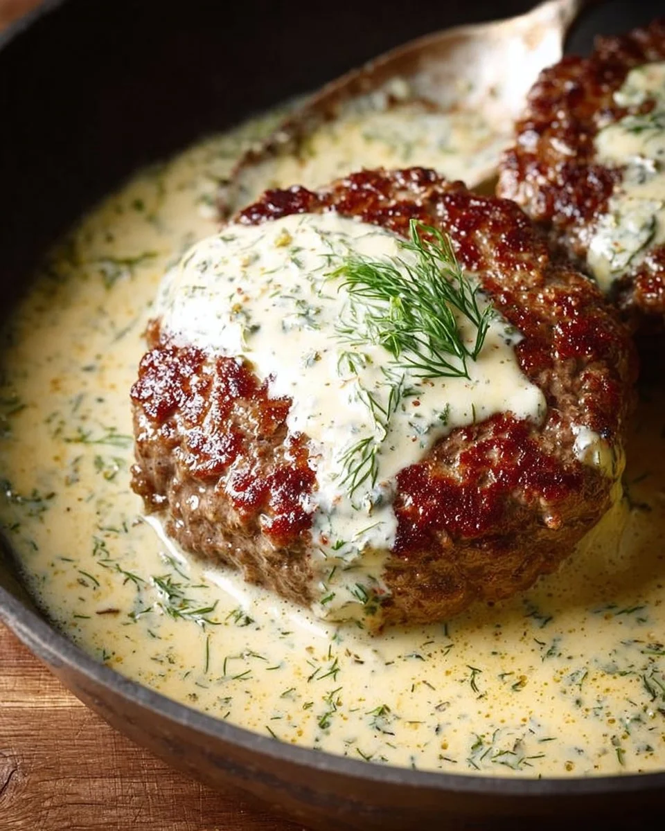 Hamburger Steaks in Creamy Dill Sauce