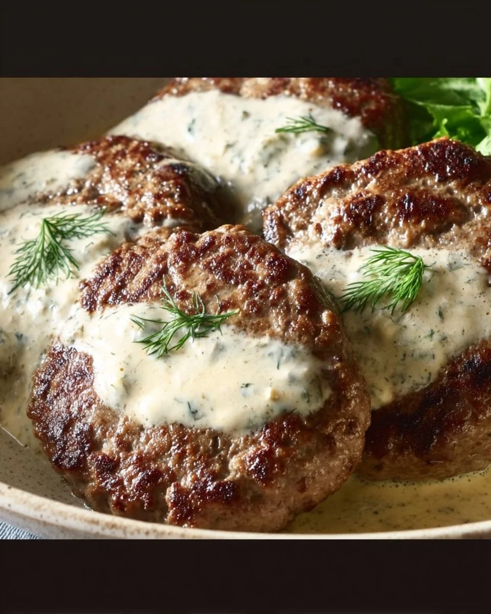 Hamburger Steaks in Creamy Dill Sauce