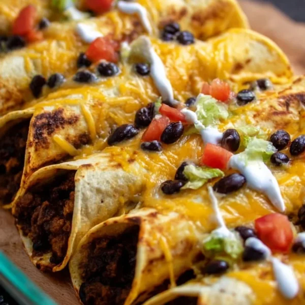 Healthy baked black bean tacos served with fresh toppings