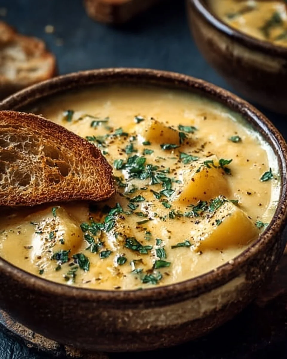 Hearty Cheddar Garlic Herb Potato Soup Recipe