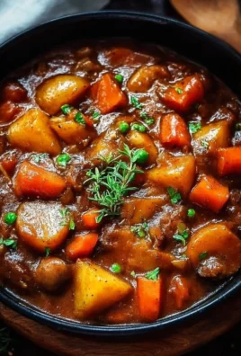Delicious bowl of Irish vegetarian stew with fresh vegetables and herbs