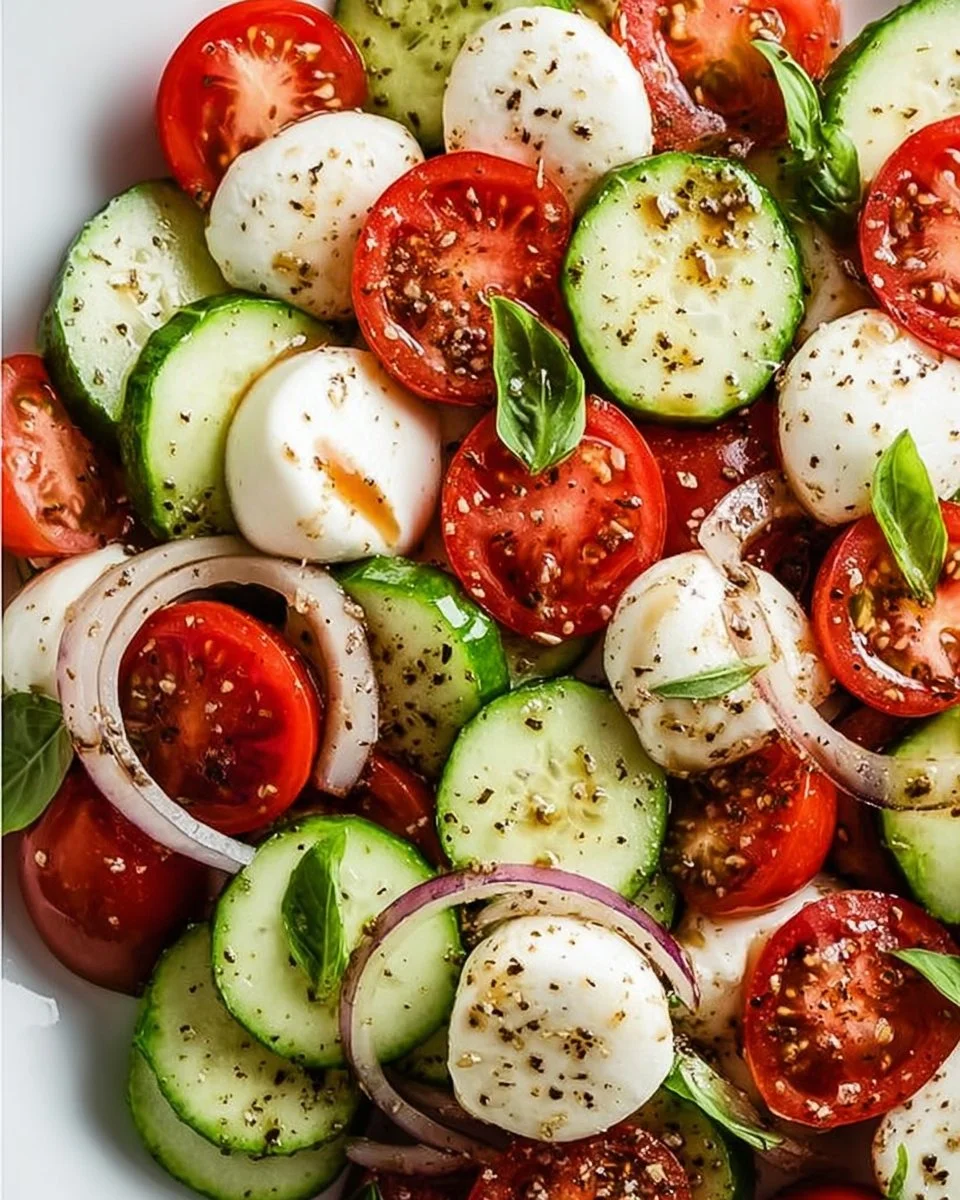 Juicy Cucumber Caprese Salad