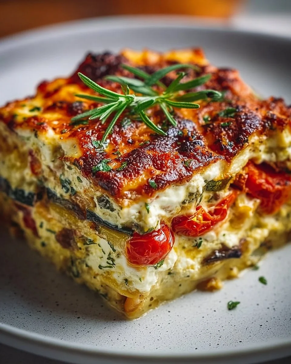 Layered Mediterranean Vegetable Lasagna with Creamy Ricotta