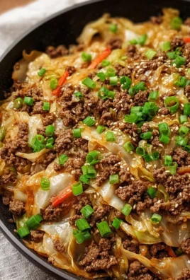 Low-carb Mongolian ground beef with cabbage served in a bowl