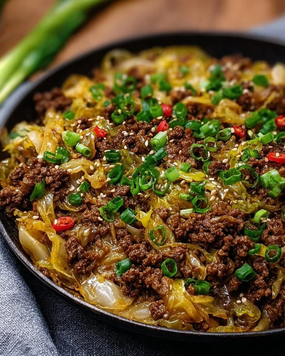 Low-Carb Mongolian Ground Beef and Cabbage