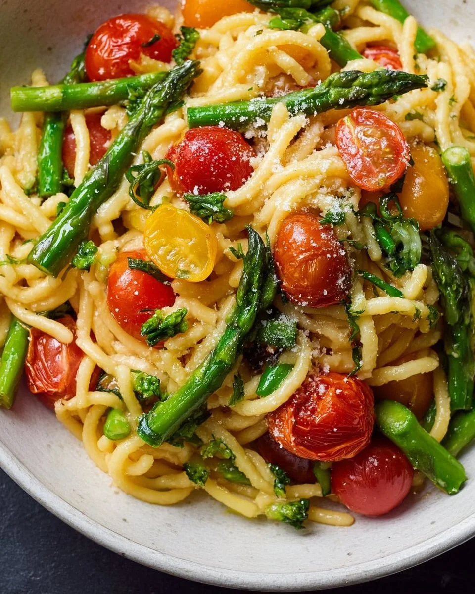 Pasta With Asparagus And Cherry Tomatoes