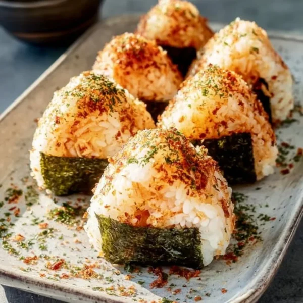 Spicy crab onigiri, Japanese rice balls filling with crab and spices.