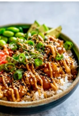 Colorful Vegetarian Crunchy Roll Bowls with fresh vegetables and grains