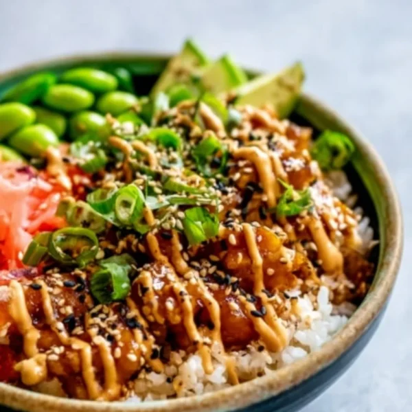 Colorful Vegetarian Crunchy Roll Bowls with fresh vegetables and grains