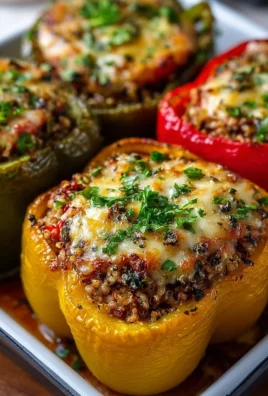 Vegetarian stuffed bell peppers filled with rice, beans, and spices.