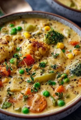 Bowl of Veggie Pot Pie Soup, a healthy and hearty meal without the crust.