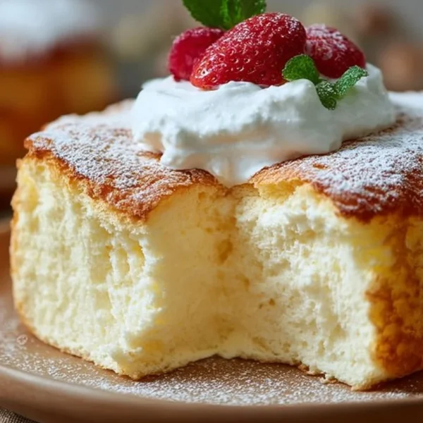 Delicious Yogurt Cloud Cake on a dessert plate