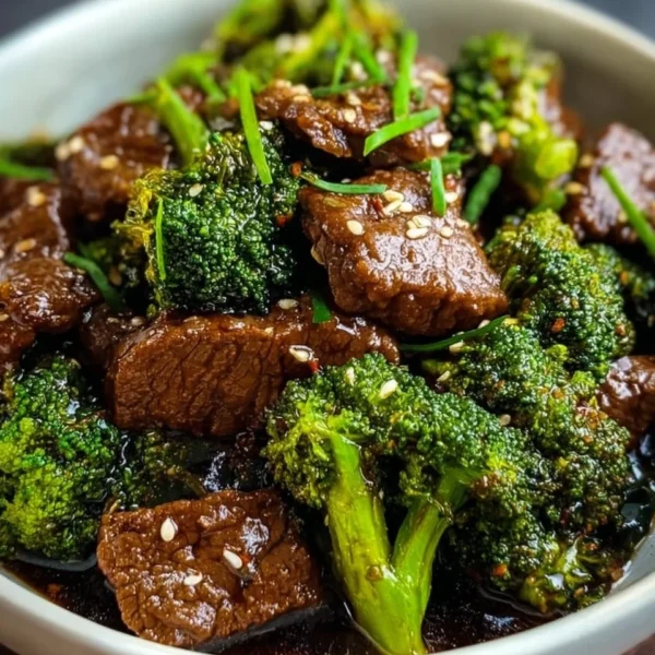 Delicious plate of beef and broccoli stir-fry with vibrant greens and savory sauce.