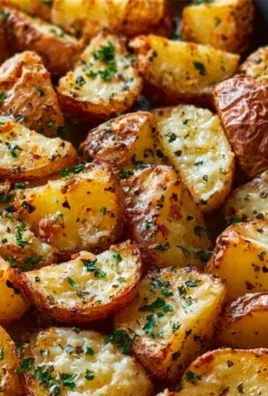 Cheesy ranch oven roasted potatoes drizzled with herbs and spices