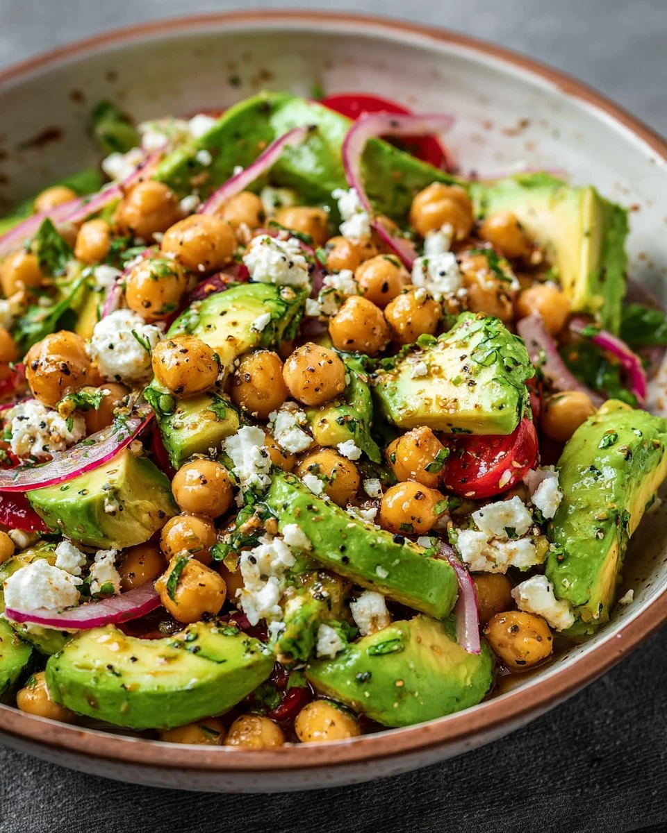 Chickpea Feta Avocado Salad