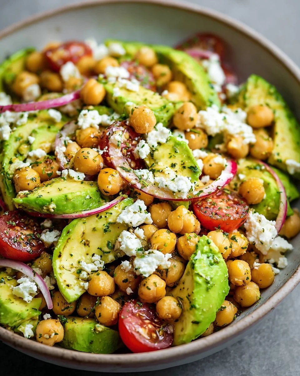 Chickpea Feta Avocado Salad