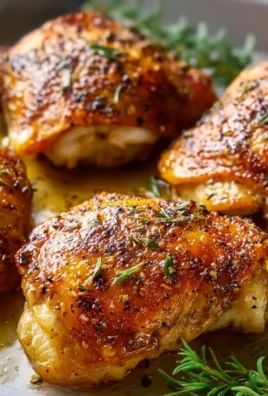 Plate of crispy and juicy baked chicken thighs served with vegetables