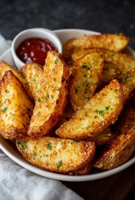 Crispy potato wedges served with dipping sauce