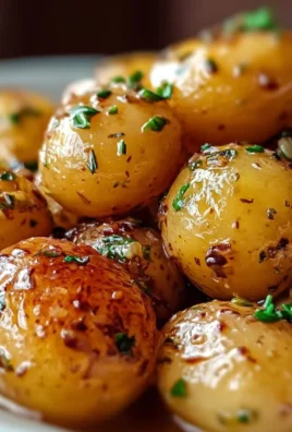 Garlic sauce drizzled over delicious baby potatoes