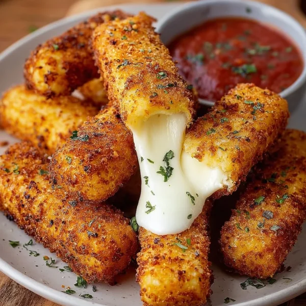 Healthy mozzarella sticks made with string cheese, perfect for snacking