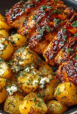 Honey BBQ Chicken served with Garlic Parmesan Potatoes for a tasty meal