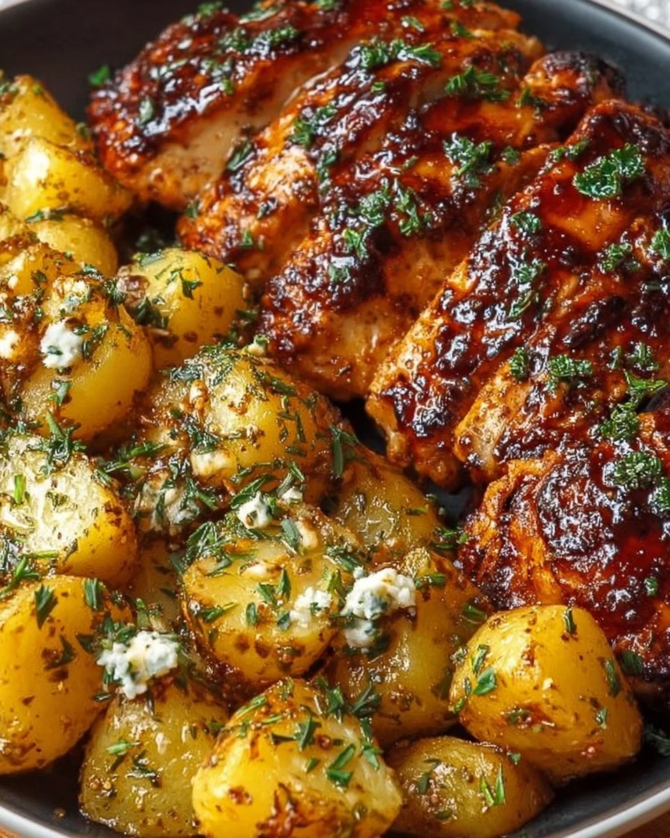 Honey BBQ Chicken with Garlic Parmesan Potatoes