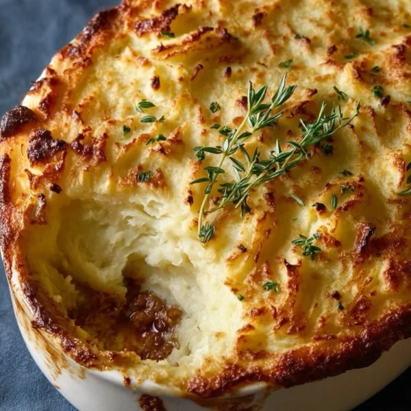 Delicious homemade Shepherd's Pie topped with creamy mashed potatoes