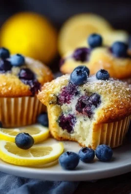 Freshly baked Lemon Blueberry Muffins with blueberries and lemon zest
