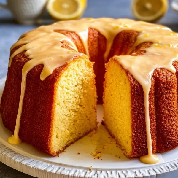 Delicious lemon cake with zesty frosting and fresh lemon slices on top