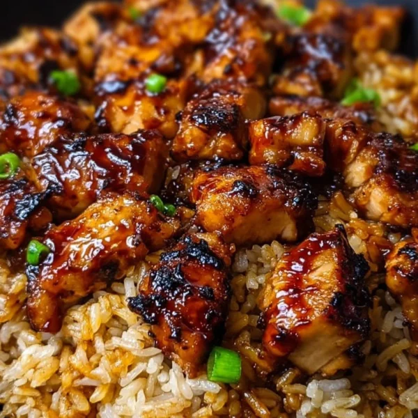 One-Pan Bold Honey BBQ Chicken Rice dish garnished with fresh herbs