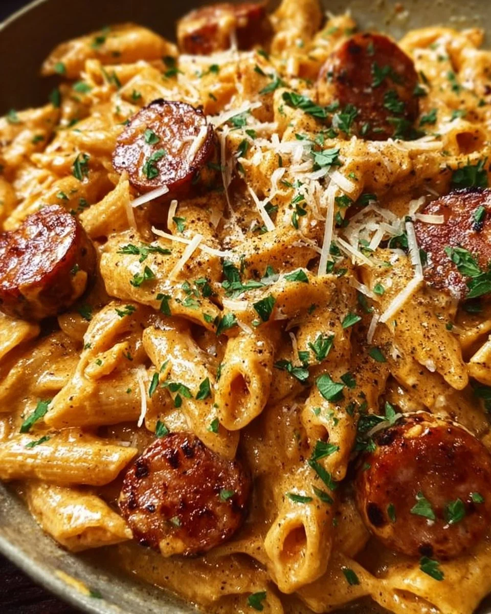 One-Pot Creamy Spicy Cajun Sausage Pasta