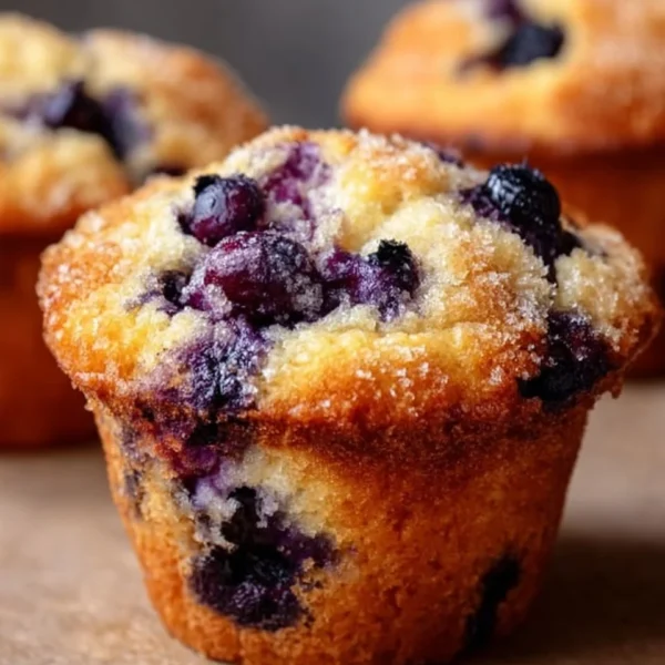 Freshly baked classic blueberry muffins on a cooling rack.