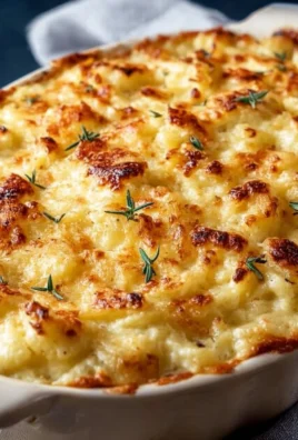 Delicious Steakhouse Potatoes Romanoff topped with cheese and herbs.