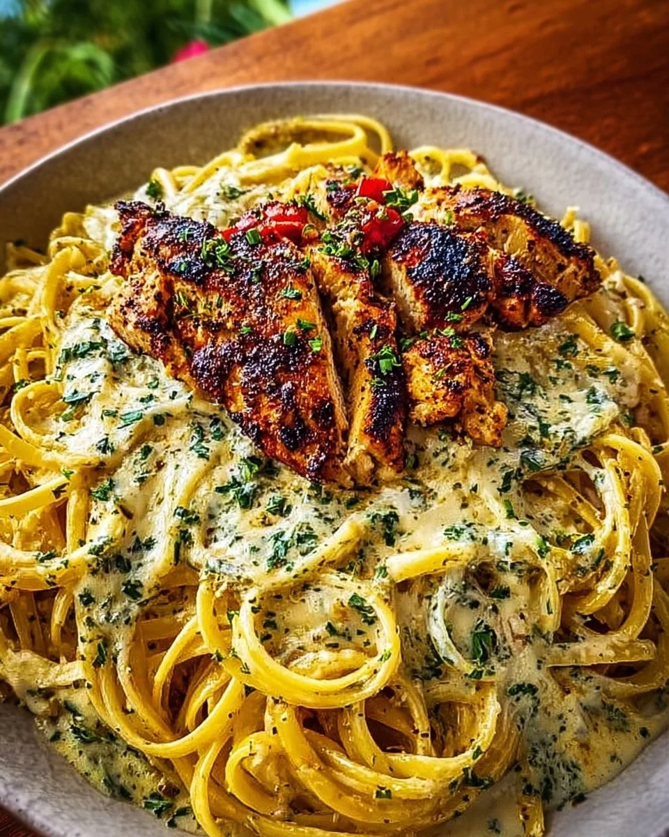 Savory Cajun Chicken and Creamy Garlic Parmesan Linguine