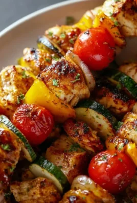 Delicious Baked Chicken Kabobs served on a platter with fresh vegetables