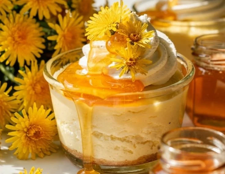Creamy Dandelion Honey Cheesecake Cups